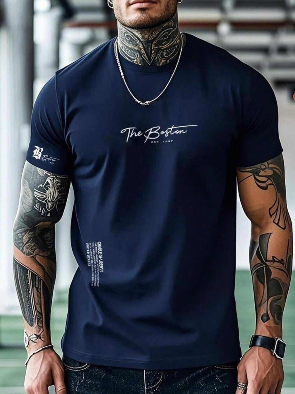 CAMISETA DE MANGA CORTA DE CUELLO REDONDO CON ESTAMPADO DE ESLOGAN CASUAL PARA HOMBRE,Verano