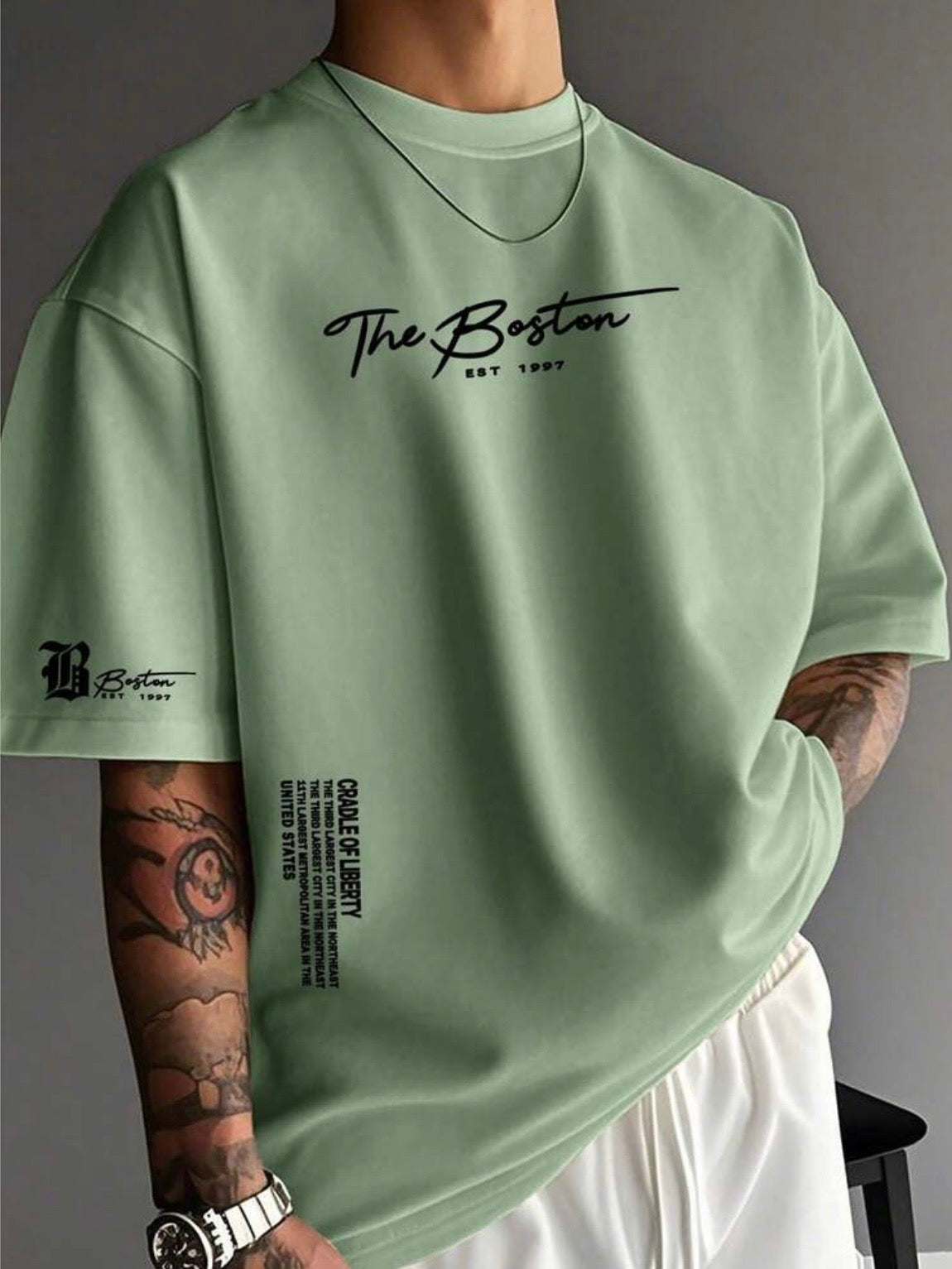CAMISETA DE MANGA CORTA DE CUELLO REDONDO CON ESTAMPADO DE ESLOGAN CASUAL PARA HOMBRE,Verano