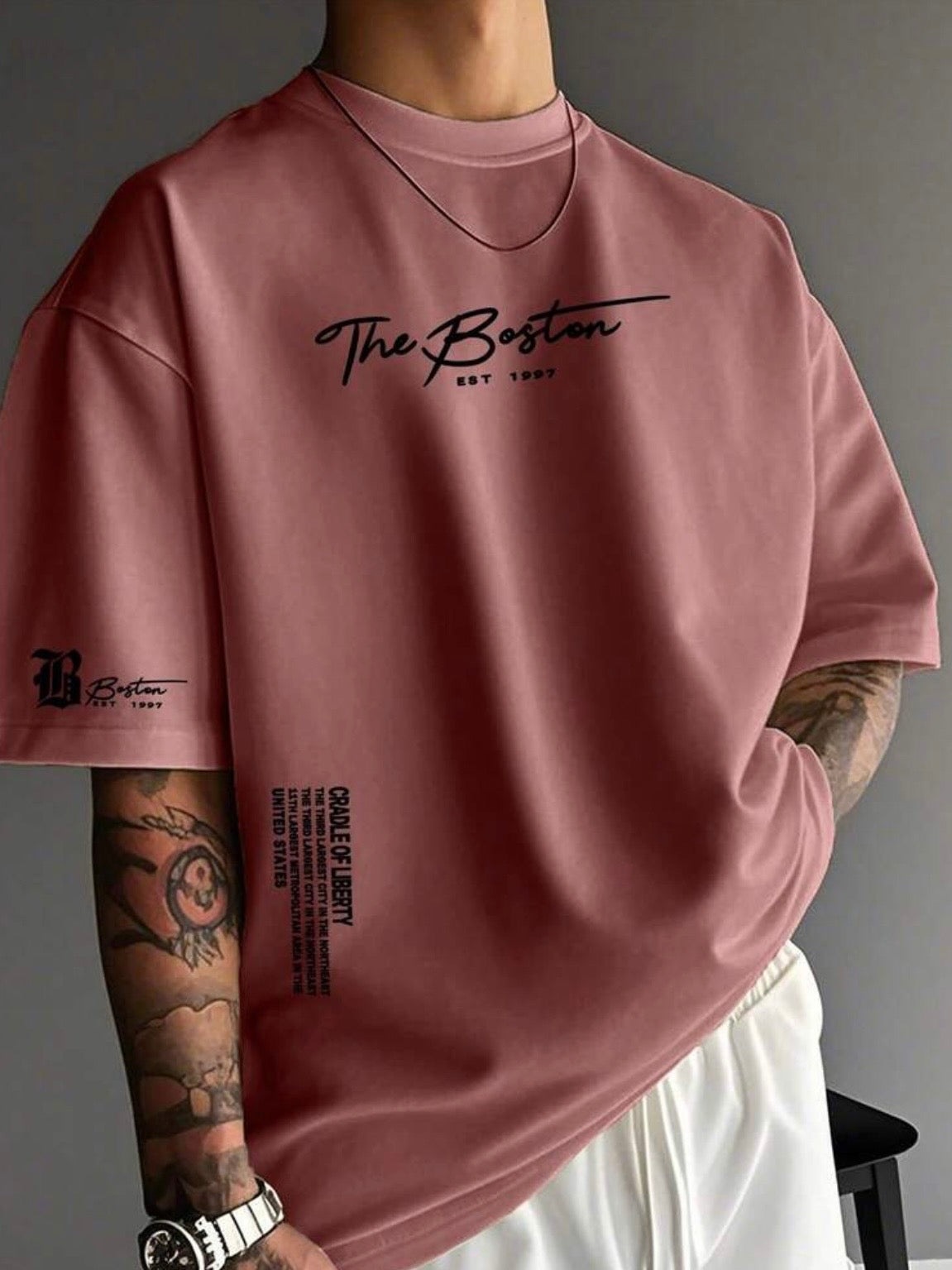 CAMISETA DE MANGA CORTA DE CUELLO REDONDO CON ESTAMPADO DE ESLOGAN CASUAL PARA HOMBRE,Verano