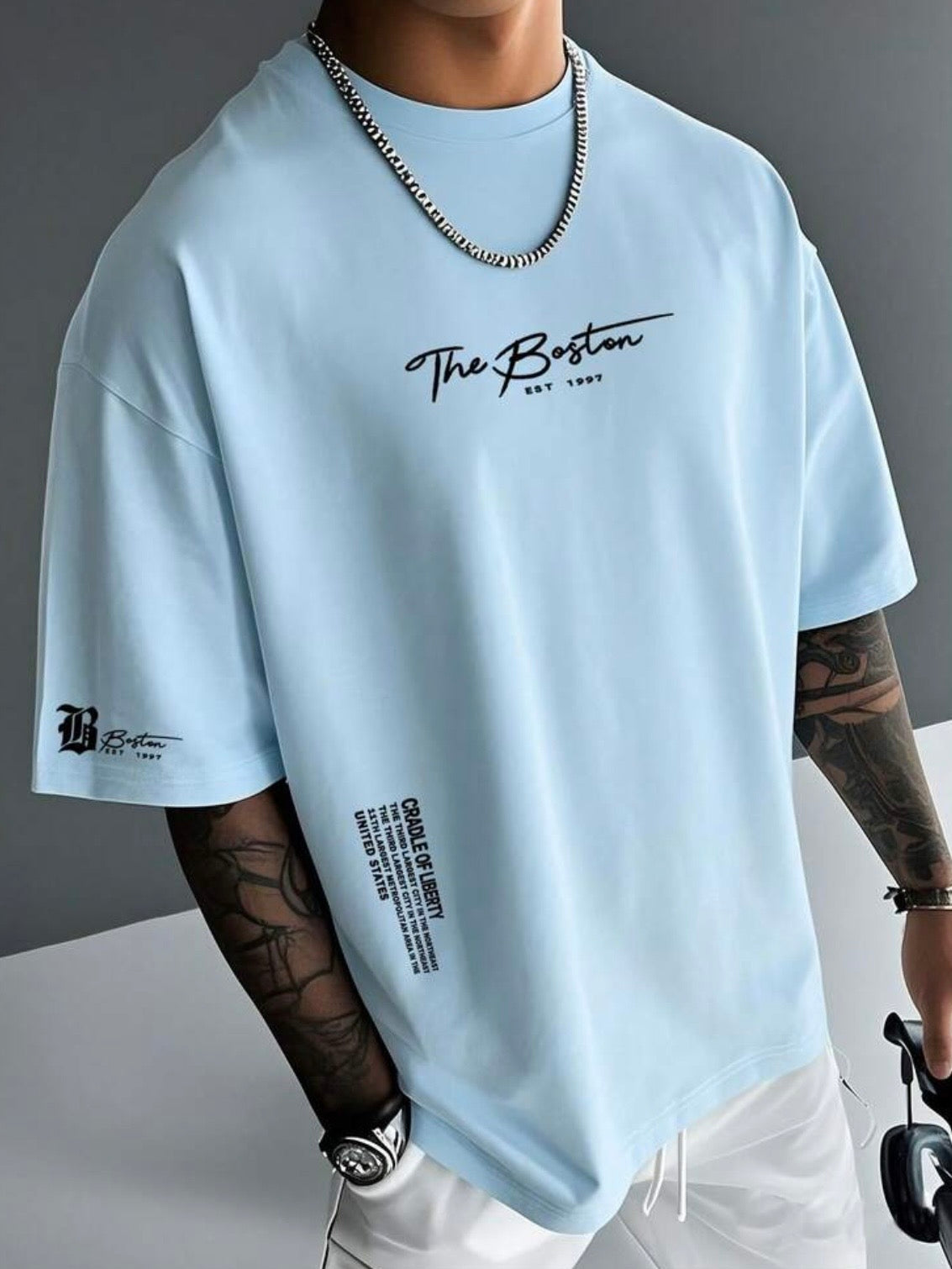 CAMISETA DE MANGA CORTA DE CUELLO REDONDO CON ESTAMPADO DE ESLOGAN CASUAL PARA HOMBRE,Verano