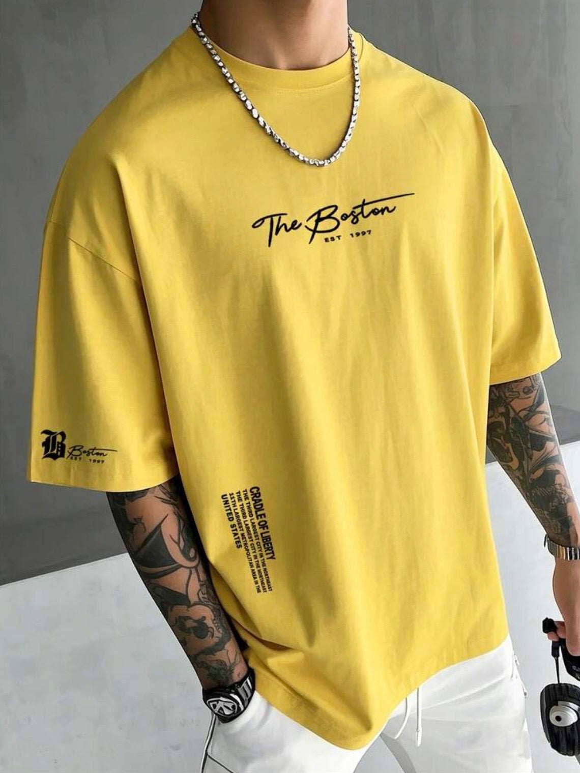 CAMISETA DE MANGA CORTA DE CUELLO REDONDO CON ESTAMPADO DE ESLOGAN CASUAL PARA HOMBRE,Verano