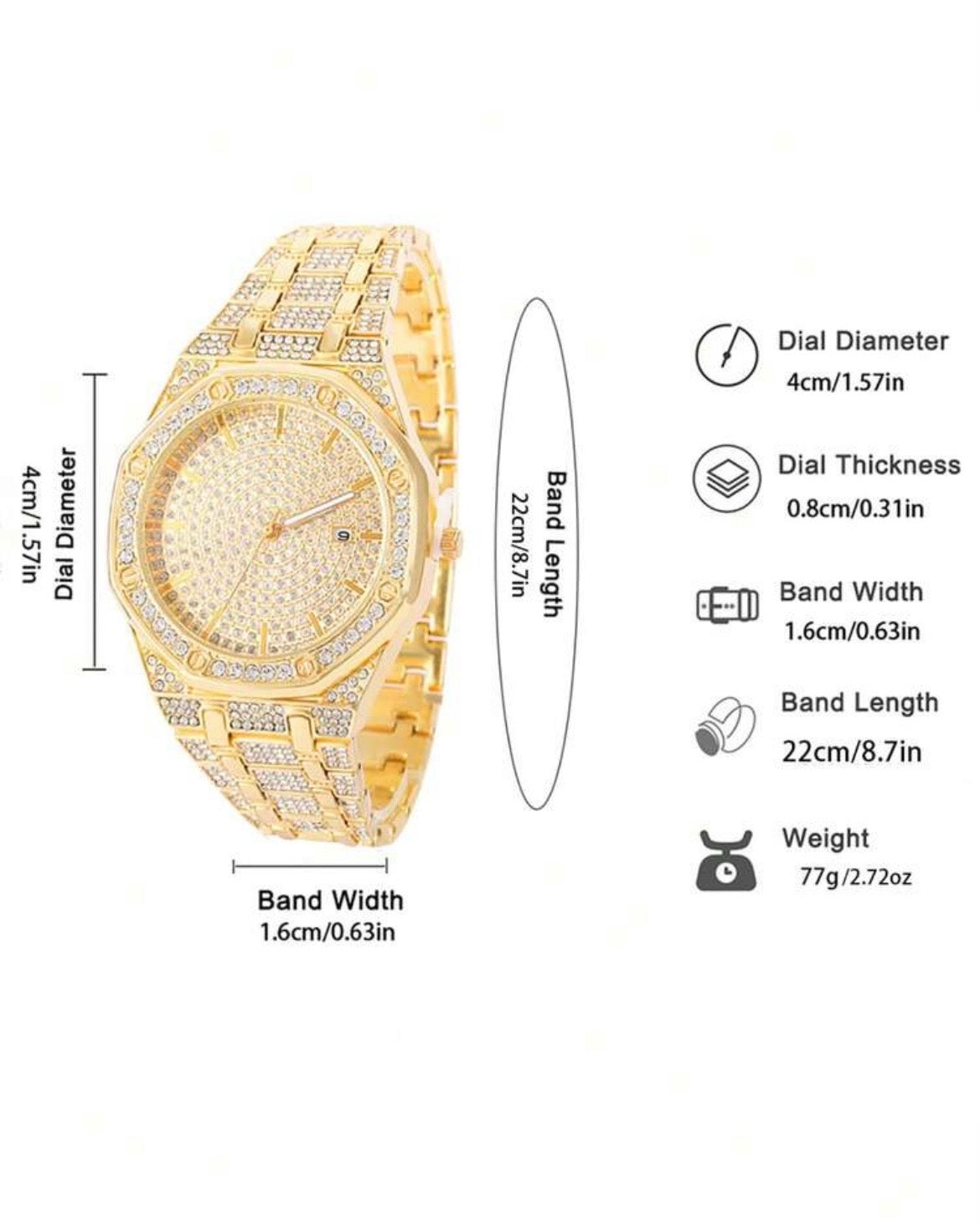 Set de Reloj Esfera Octogonal y Pulsera de Eslabones con Pavé de Circonitas – Brillo Inigualable
