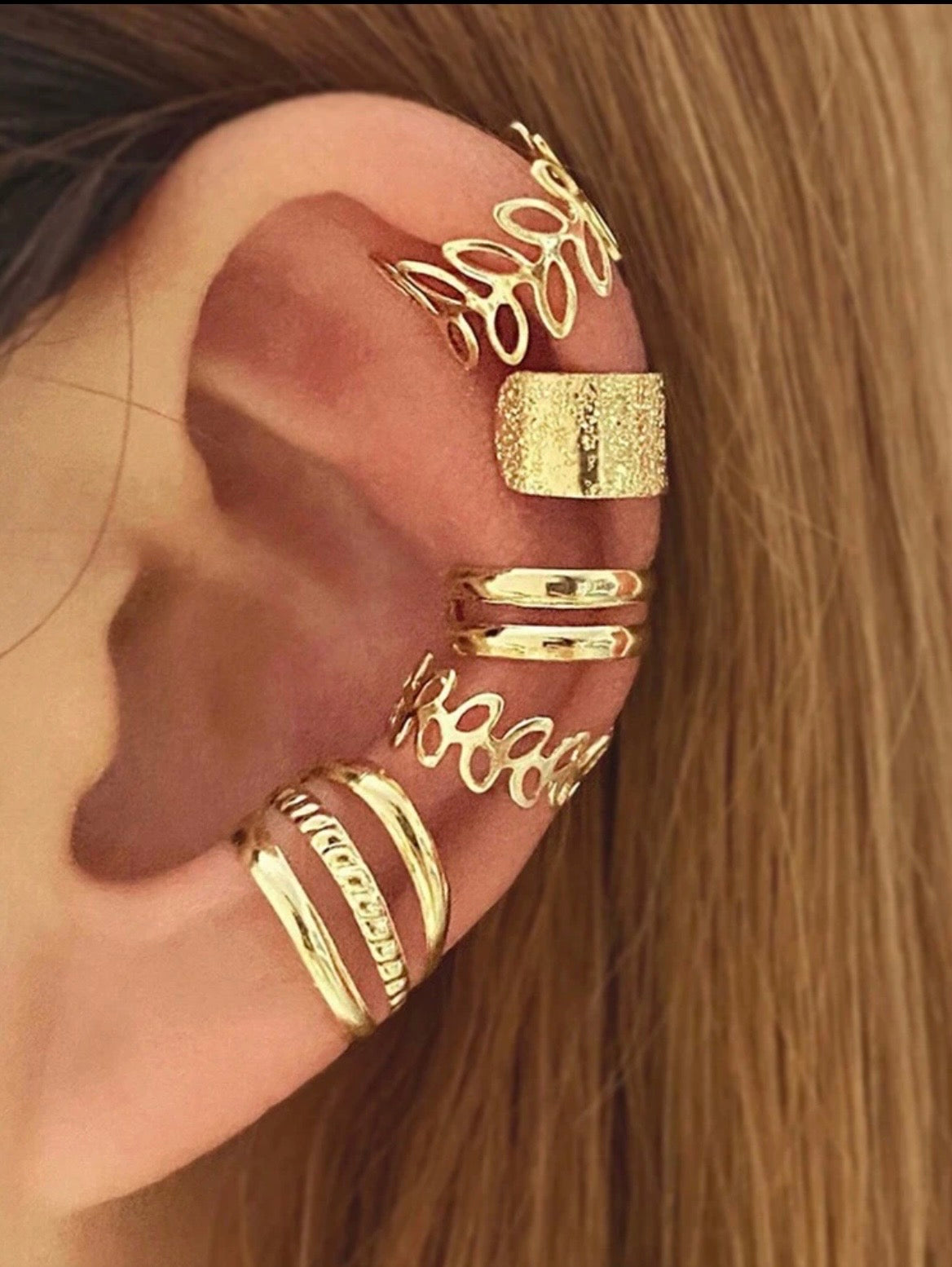 5 piezas/aritos,personalizados sin perforaciones,pendientes con forma de hoja hueca en forma de C,pendientes elegantes y sexys